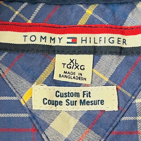 Tommy Hilfiger Men's Blue Plaid Custom Fit Long Sleeve Button-Up Shirt Size XL - Picture 7 of 10